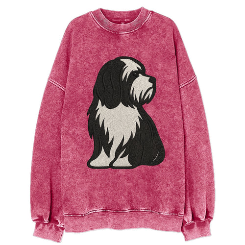 Tibetan Terrier - Black and white long c - Vintage Sweatshirt
