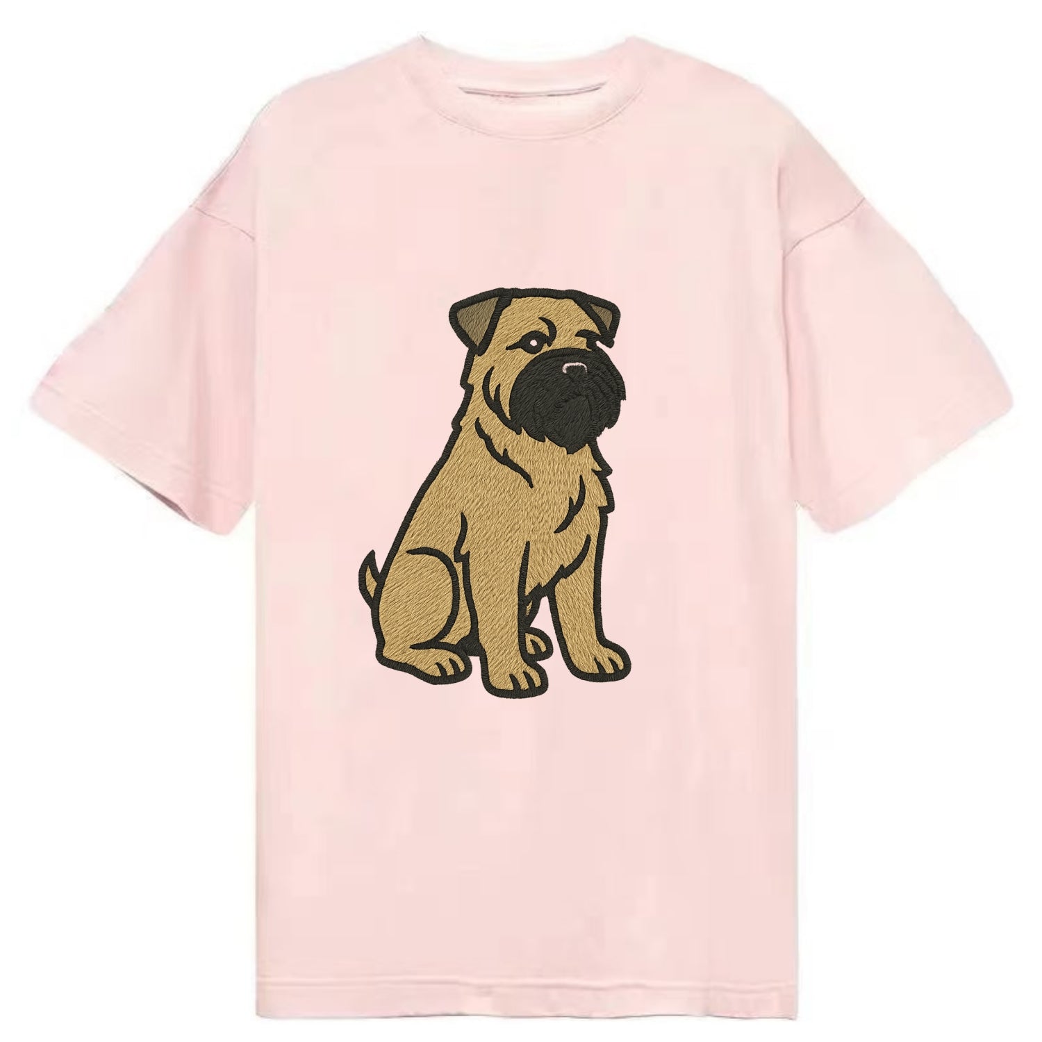 Bouvier des Flandres - Fawn rough coat embroidered design - Classic T-shirt - Pink