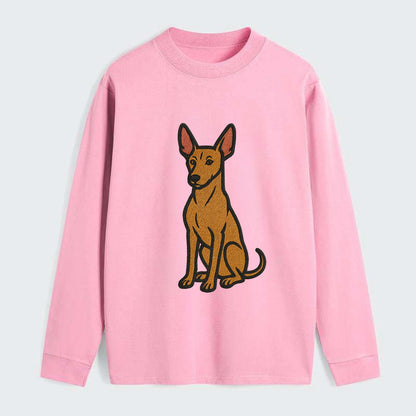 Pharaoh Hound - Tan colored embroidered pose - Classic Long Sleeve Shirt - Pink