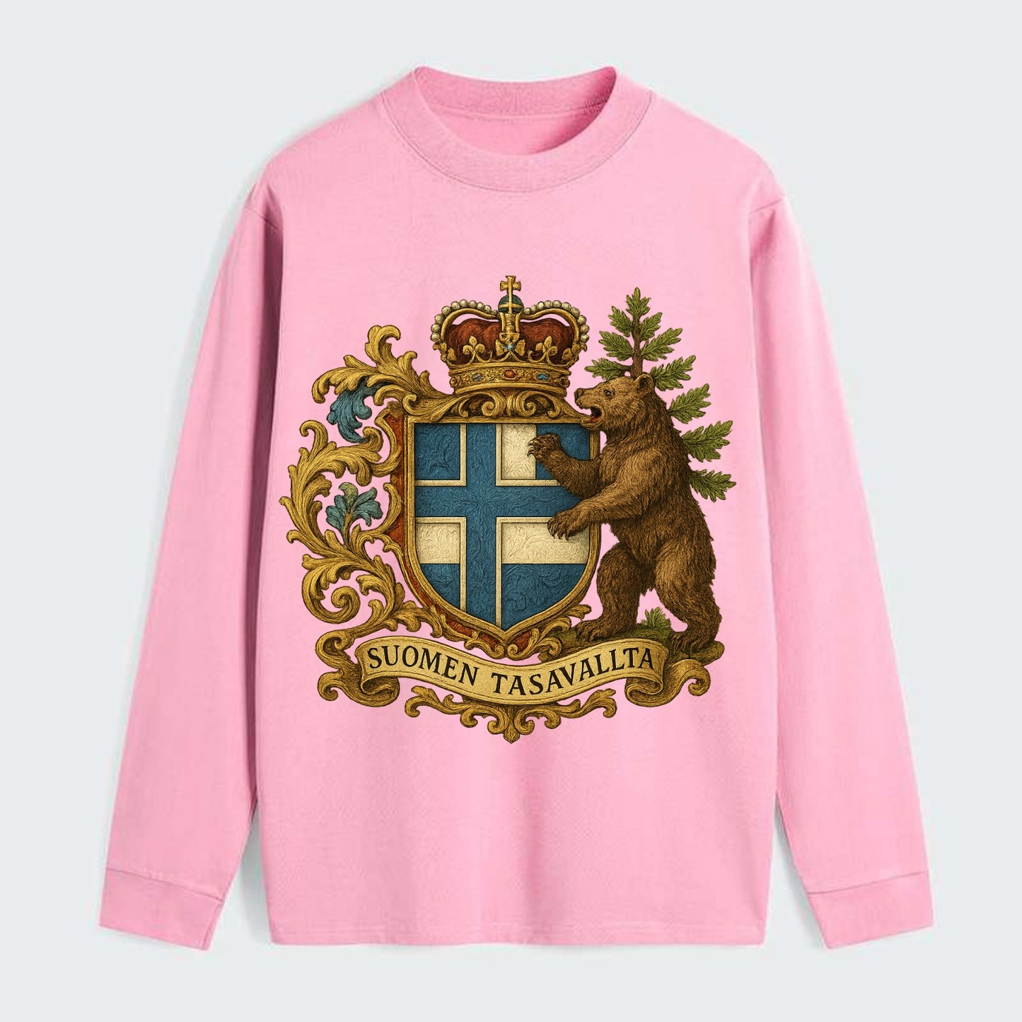Finland Brown Bear Emblem - Classic Long Sleeve Shirt - Pink