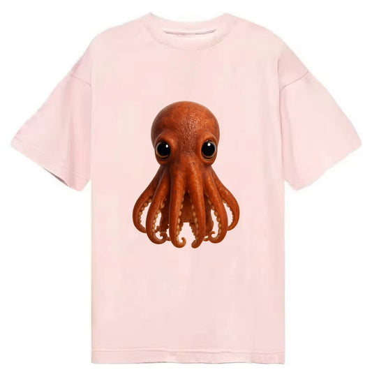 Baby Giant Pacific Octopus - reddish, smaller tentacles, expressive eyes, - Classic T-shirt - Pink
