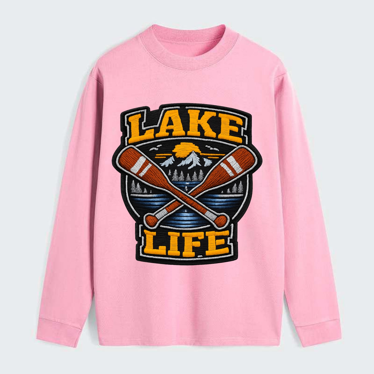 CANOE PADDLE - wooden paddle crossed in brown and cream , lake life - Classic Long Sleeve Shirt - Pink