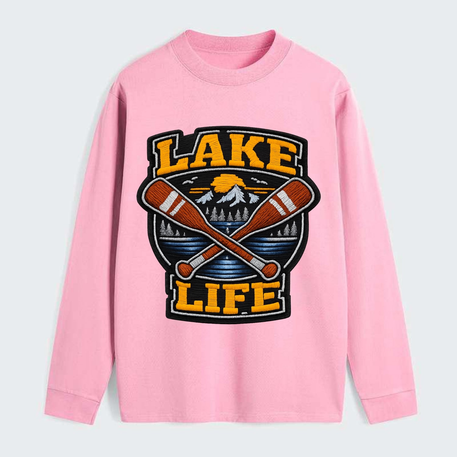 CANOE PADDLE - wooden paddle crossed in brown and cream , lake life - Classic Long Sleeve Shirt - Pink