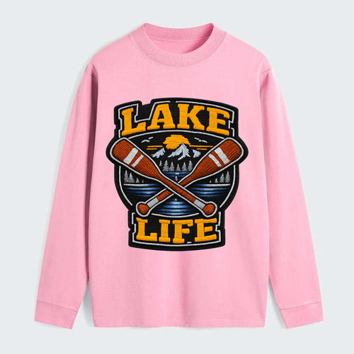 CANOE PADDLE - wooden paddle crossed in brown and cream , lake life - Classic Long Sleeve Shirt