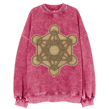 Metatron's Cube  - Vintage Sweatshirt - Pink