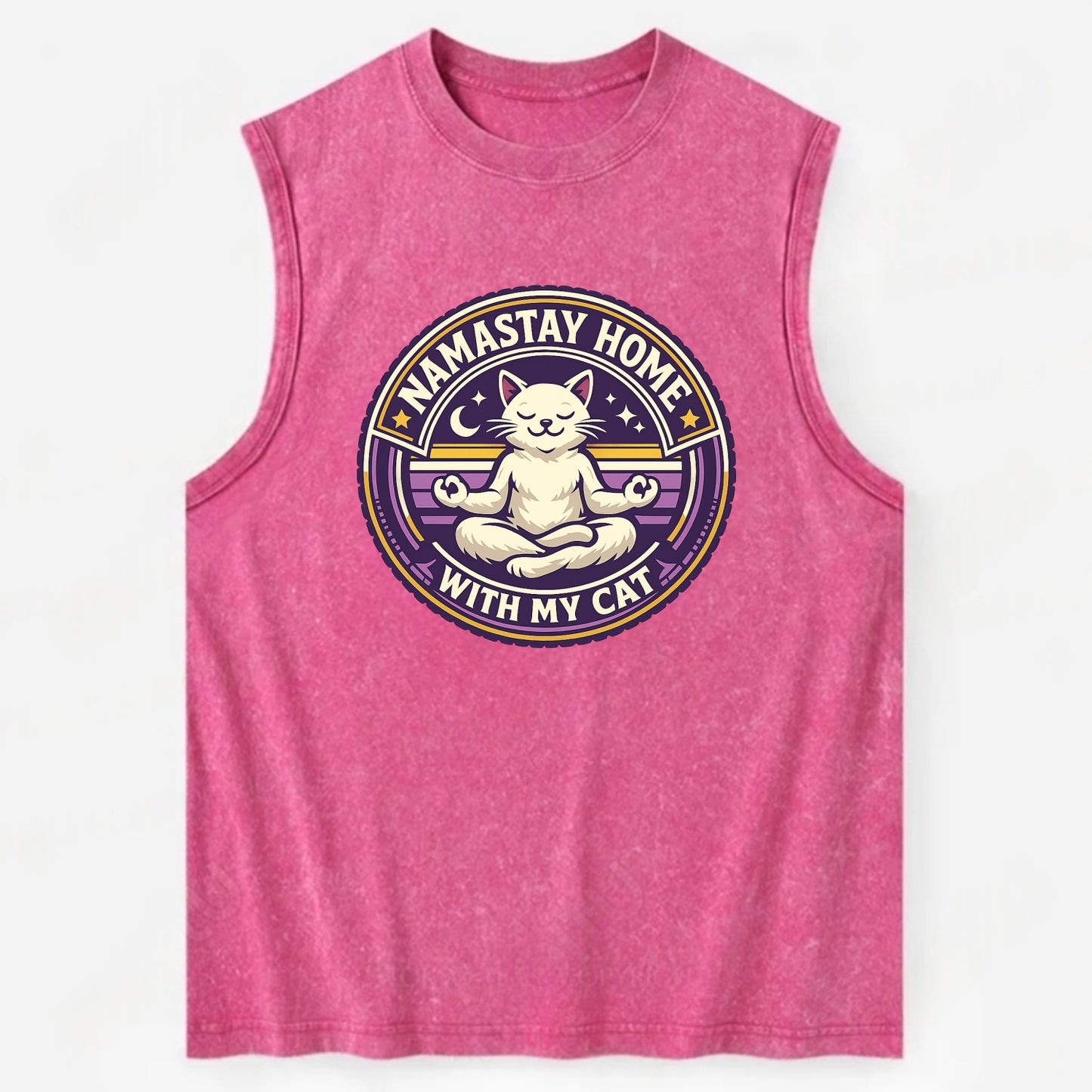 Zen Feline Retreat - Vintage Washed Tank - Pink