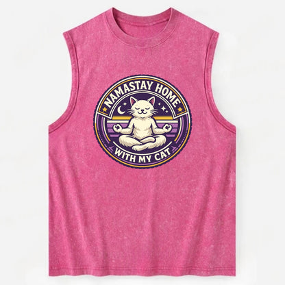 Zen Feline Retreat - Vintage Washed Tank - Pink