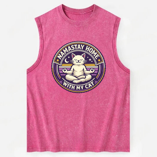 Zen Feline Retreat - Vintage Washed Tank - Pink