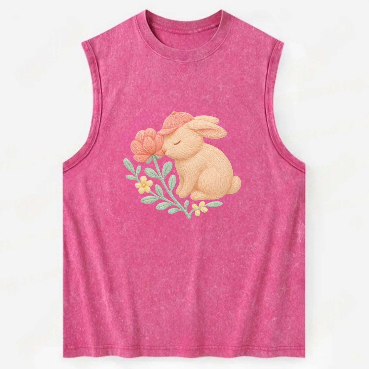 Peach Bunny - Vintage Washed Tank - Pink