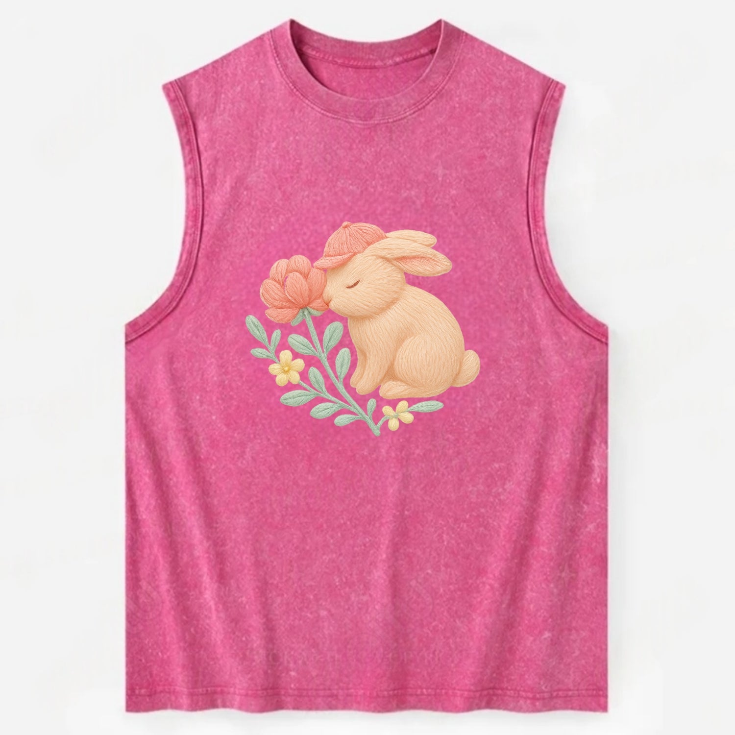 Peach Bunny - Vintage Washed Tank - Pink