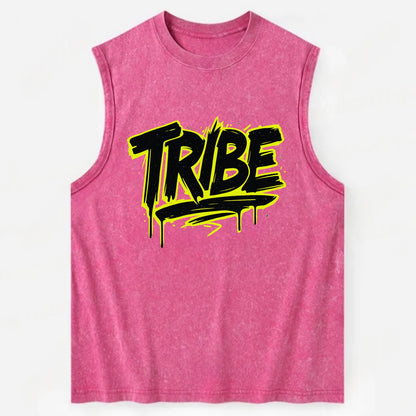 Bold typography design - "TRIBE" - your community, your group - Vintage Washed Tank - Pink