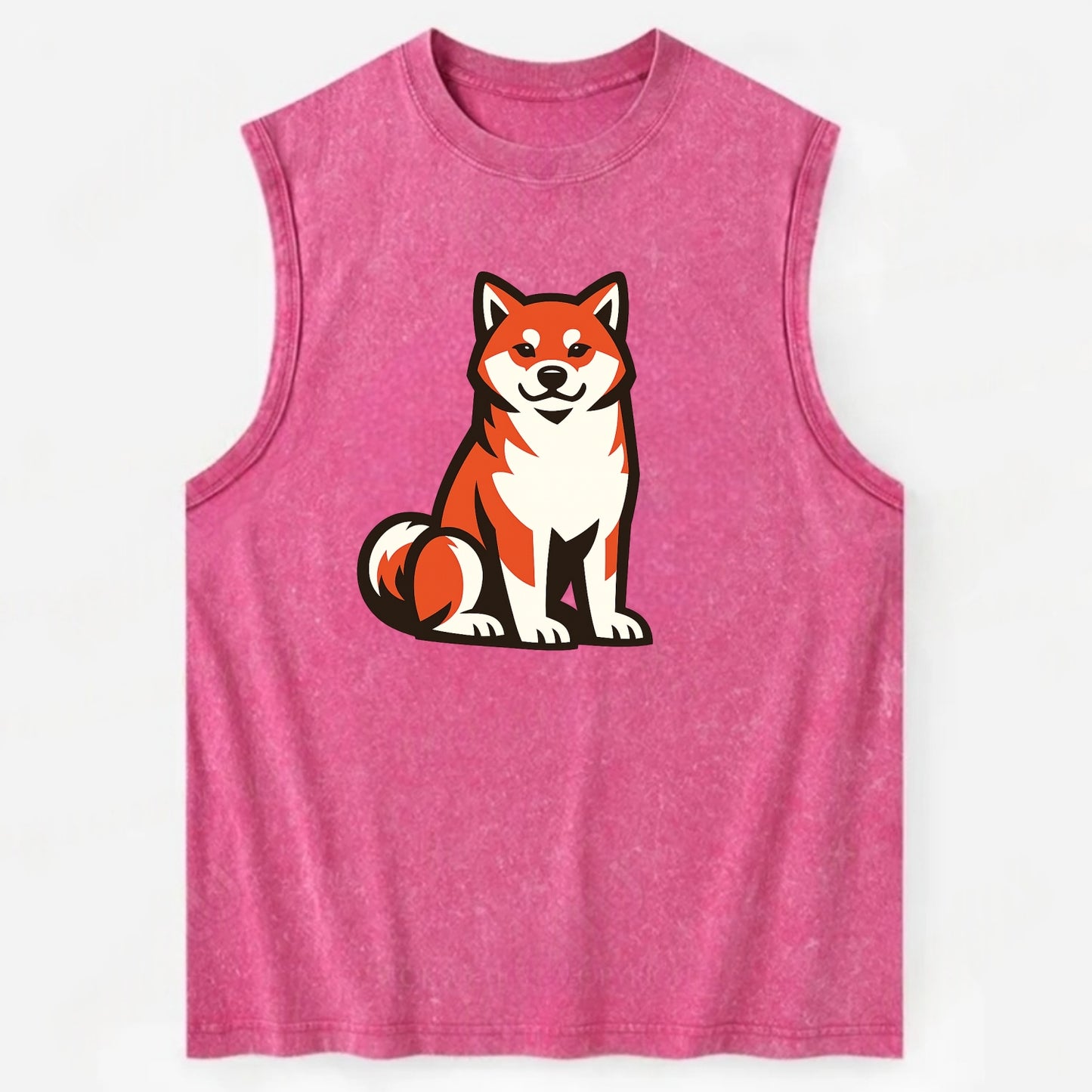 Sitting Shiba Inu Emblem - Vintage Washed Tank - Pink