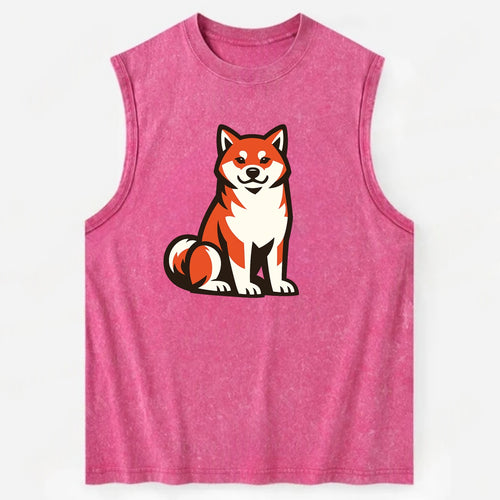 Sitting Shiba Inu Emblem - Vintage Washed Tank