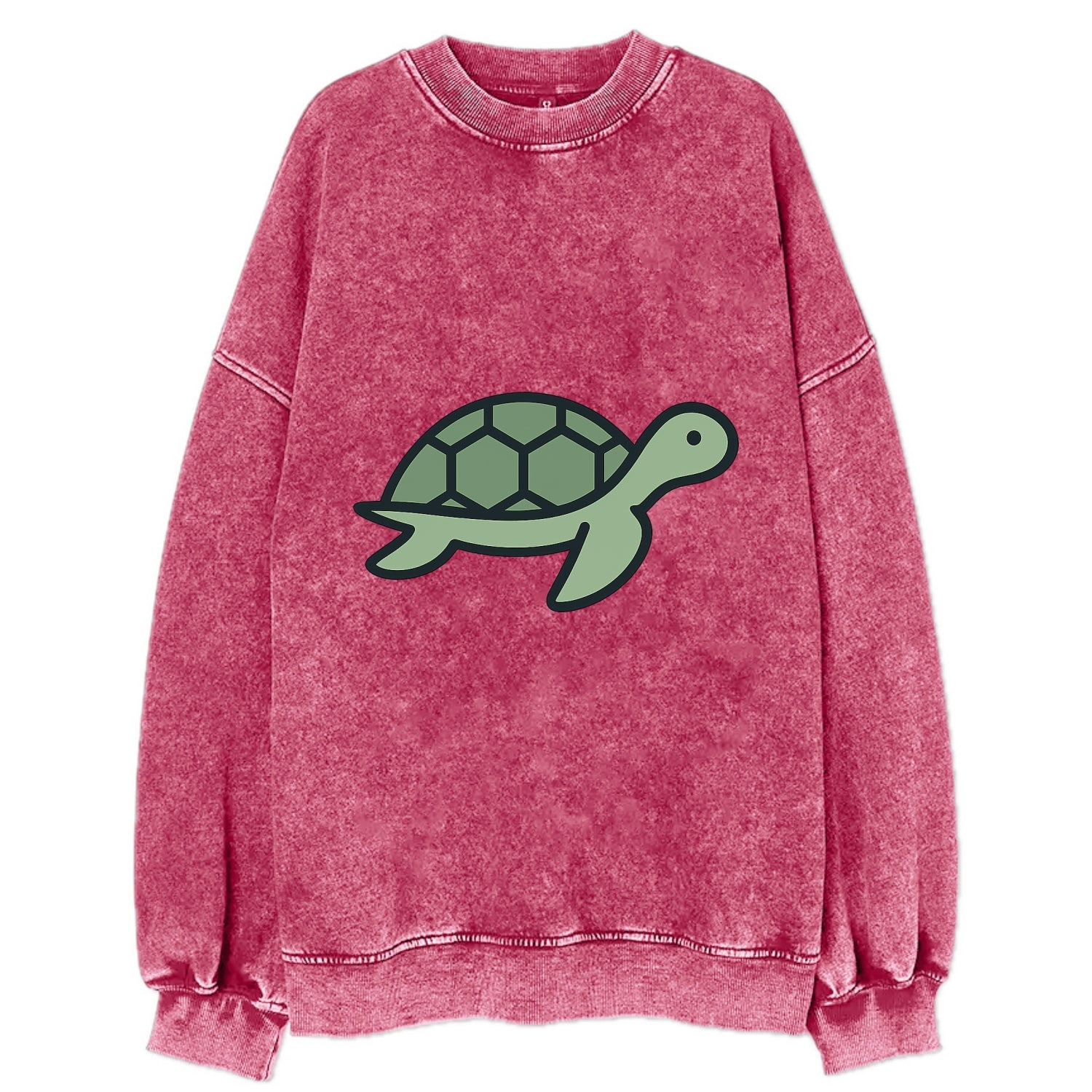 Sea Turtle - Green with shell pattern flat side profile - Vintage Sweatshirt - Pink
