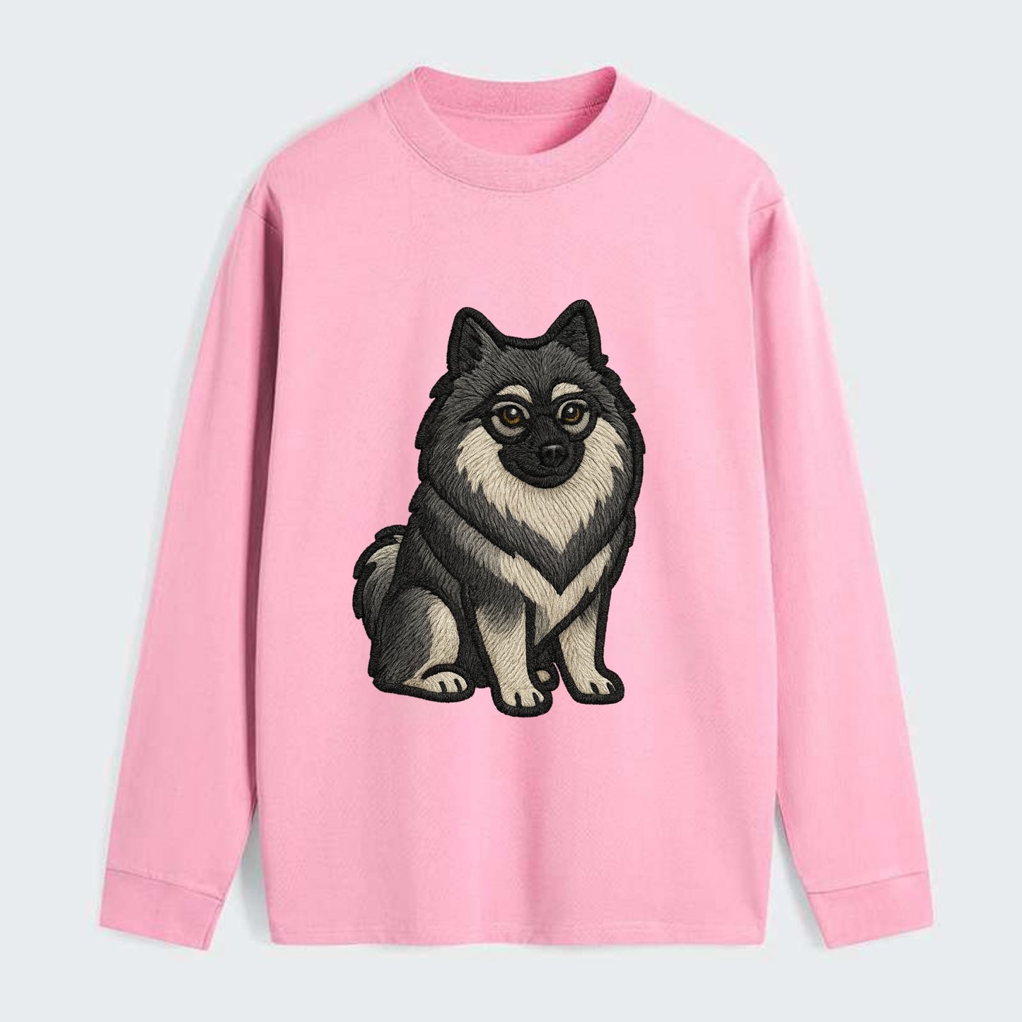 Keeshond - Gray and black spectacles embroidered design - Classic Long Sleeve Shirt - Pink