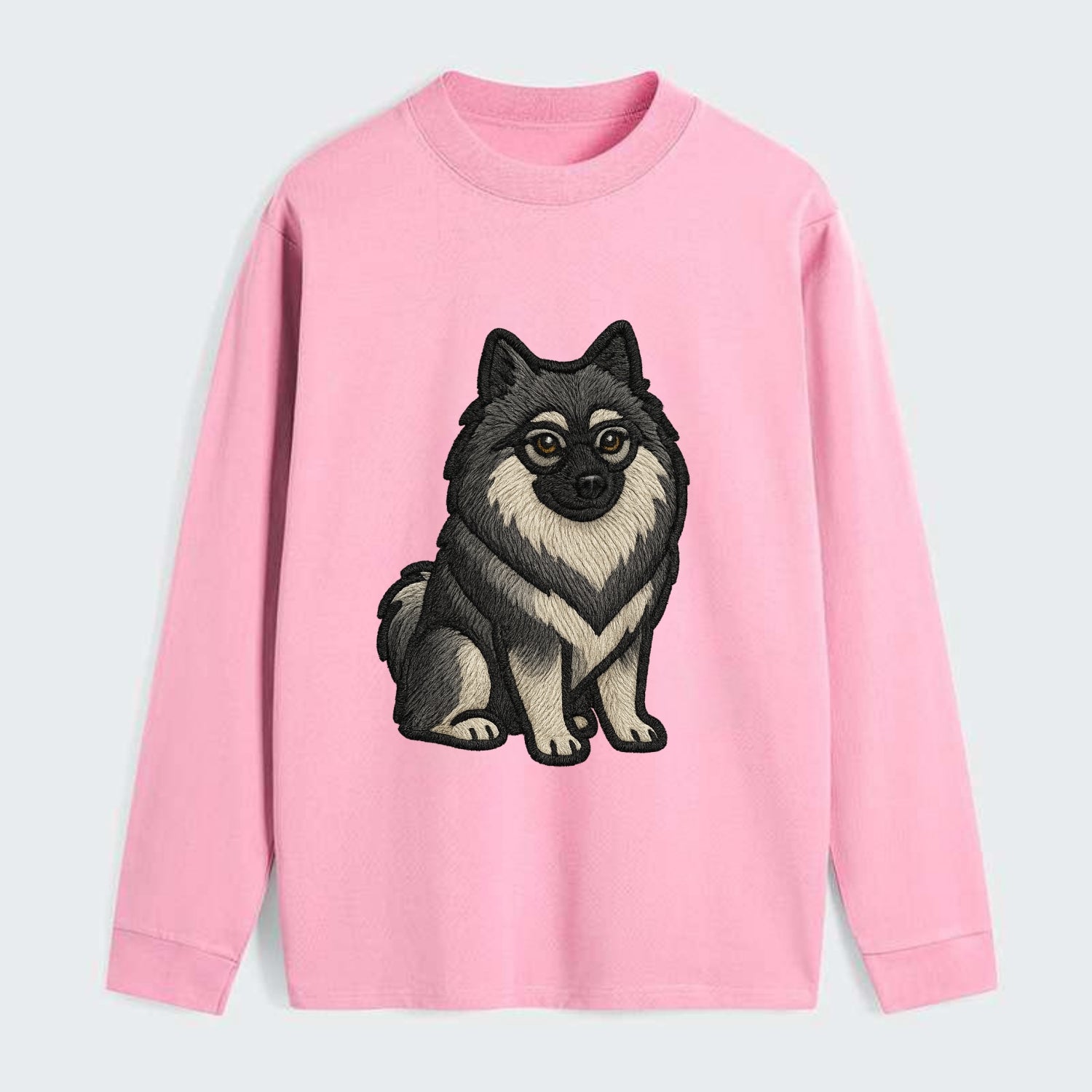 Keeshond - Gray and black spectacles embroidered design - Classic Long Sleeve Shirt - Pink