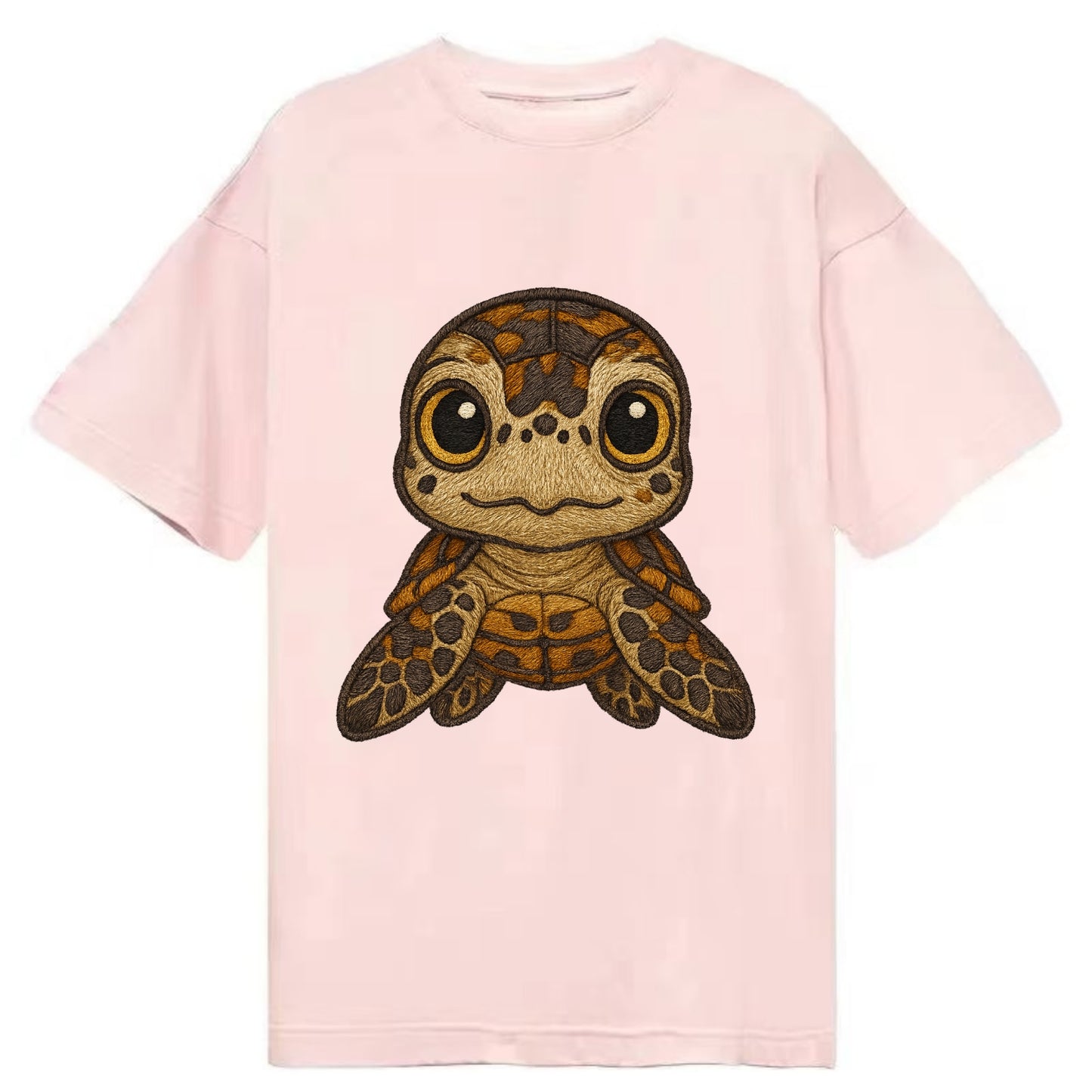 Baby Hawksbill Turtle - amber and brown shell pattern, curious golden eyes, - Classic T-shirt - Pink