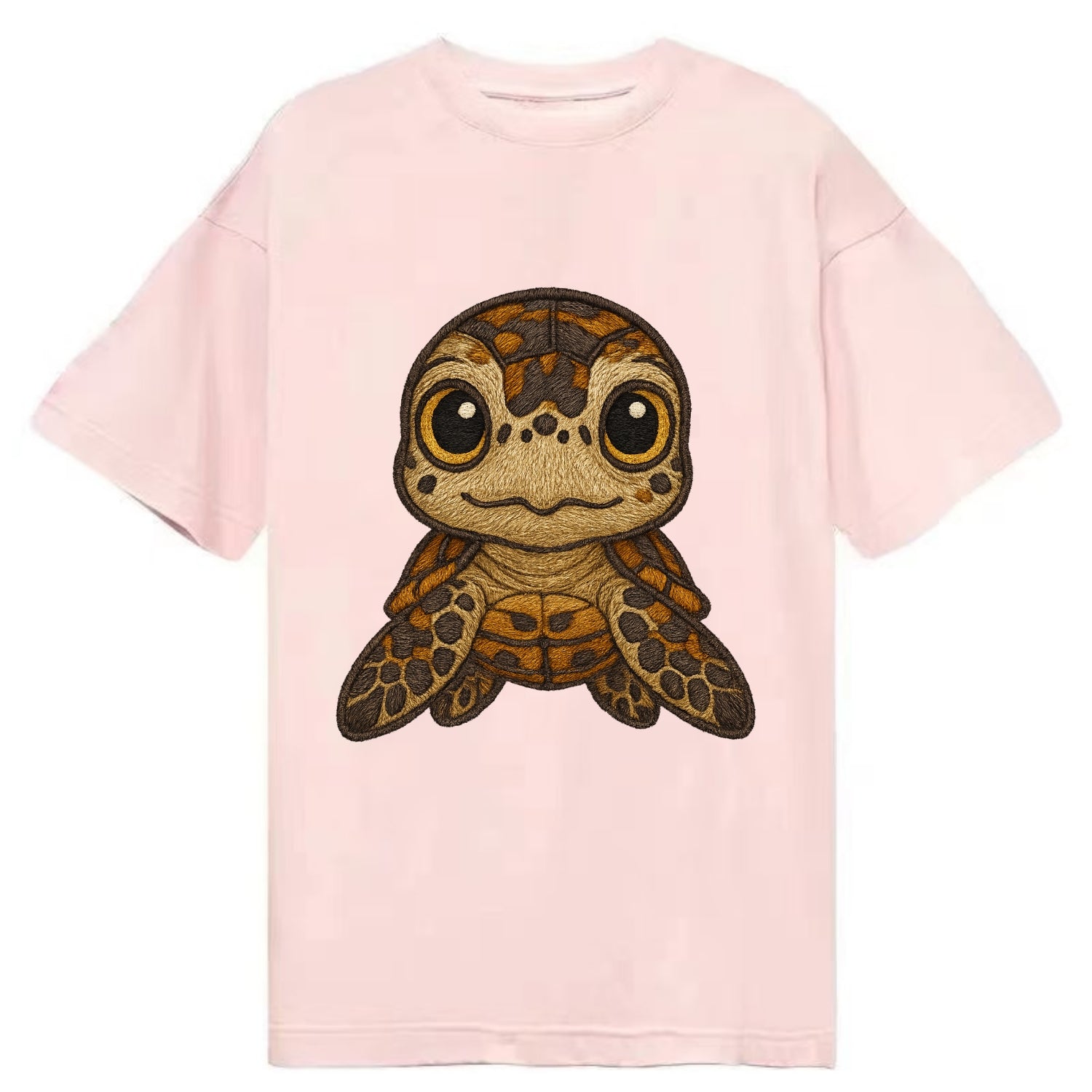 Baby Hawksbill Turtle - amber and brown shell pattern, curious golden eyes, - Classic T-shirt - Pink