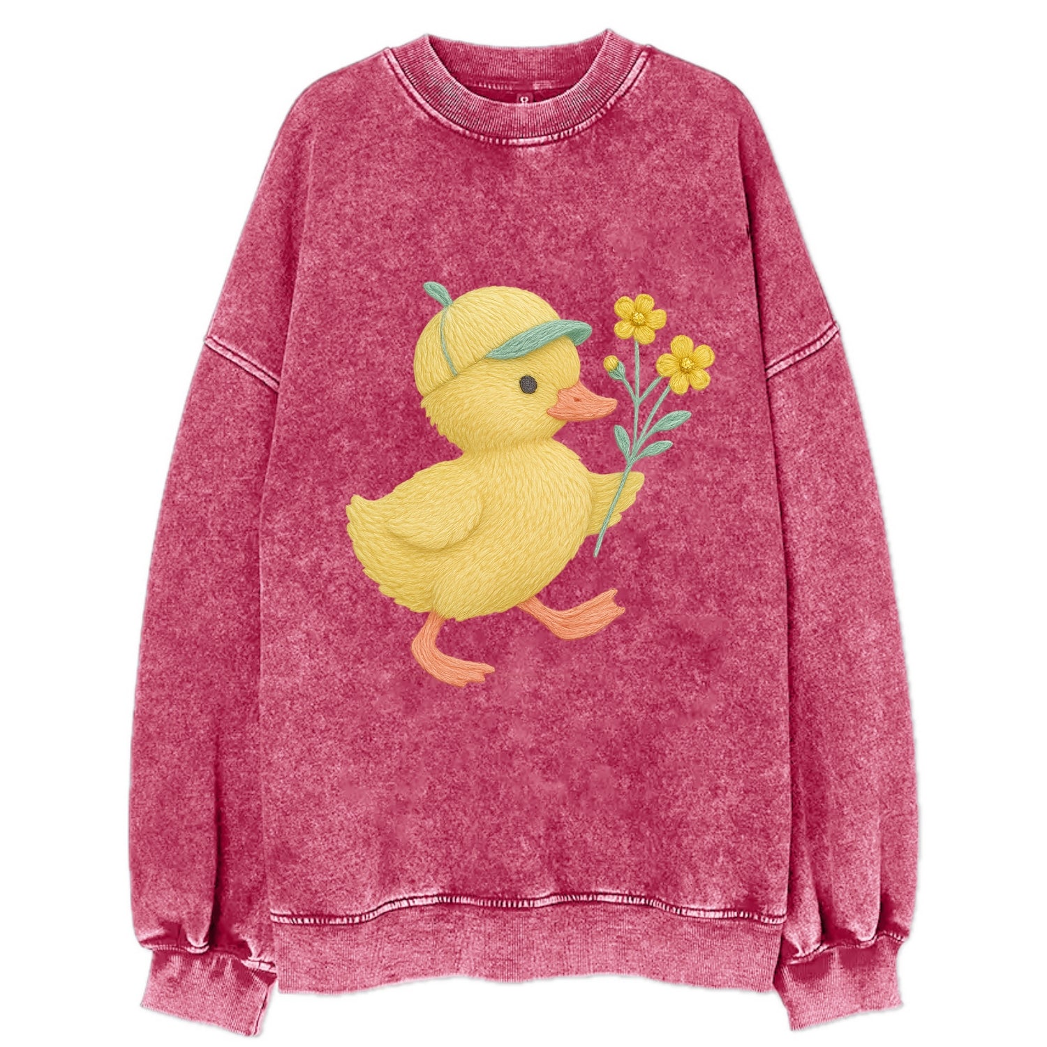 Yellow Duckling - Vintage Sweatshirt - Pink