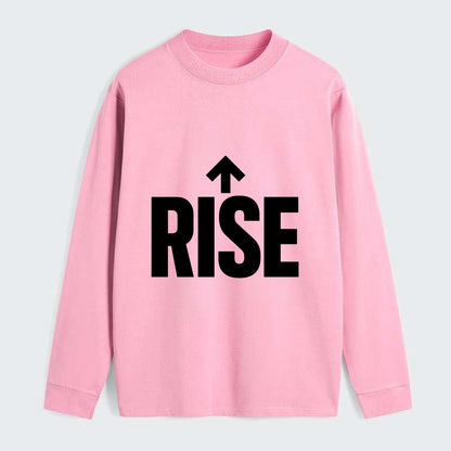 Bold typography design - "RISE" - getting up, ascending, elevating - Classic Long Sleeve Shirt - Pink