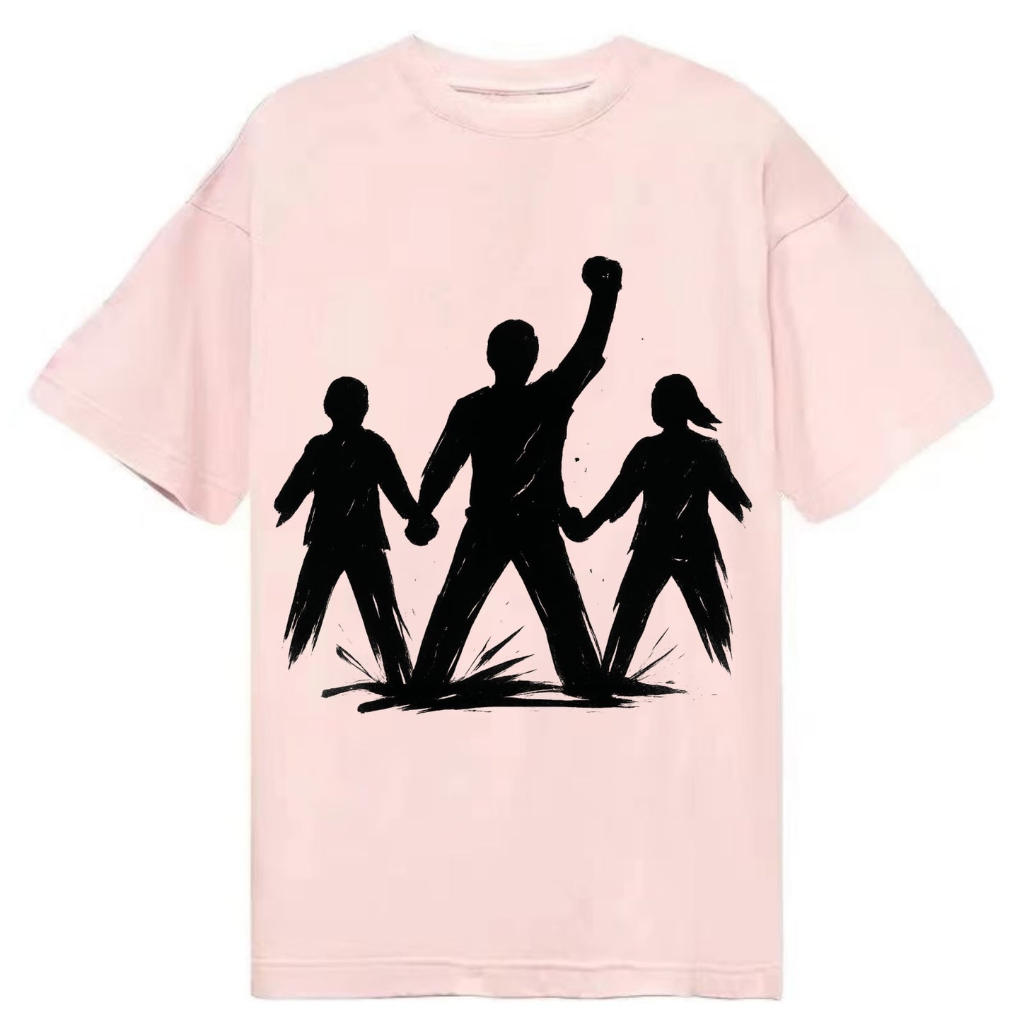 Human chain formation - unity and protection ink brushwork - Classic T-shirt - Pink