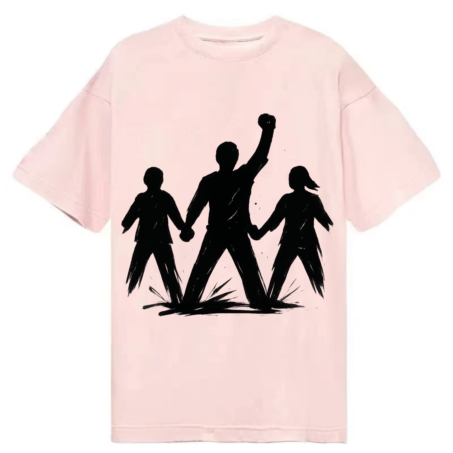 Human chain formation - unity and protection ink brushwork - Classic T-shirt - Pink