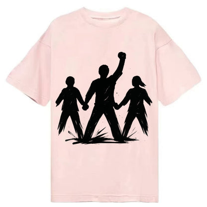 Human chain formation - unity and protection ink brushwork - Classic T-shirt - Pink
