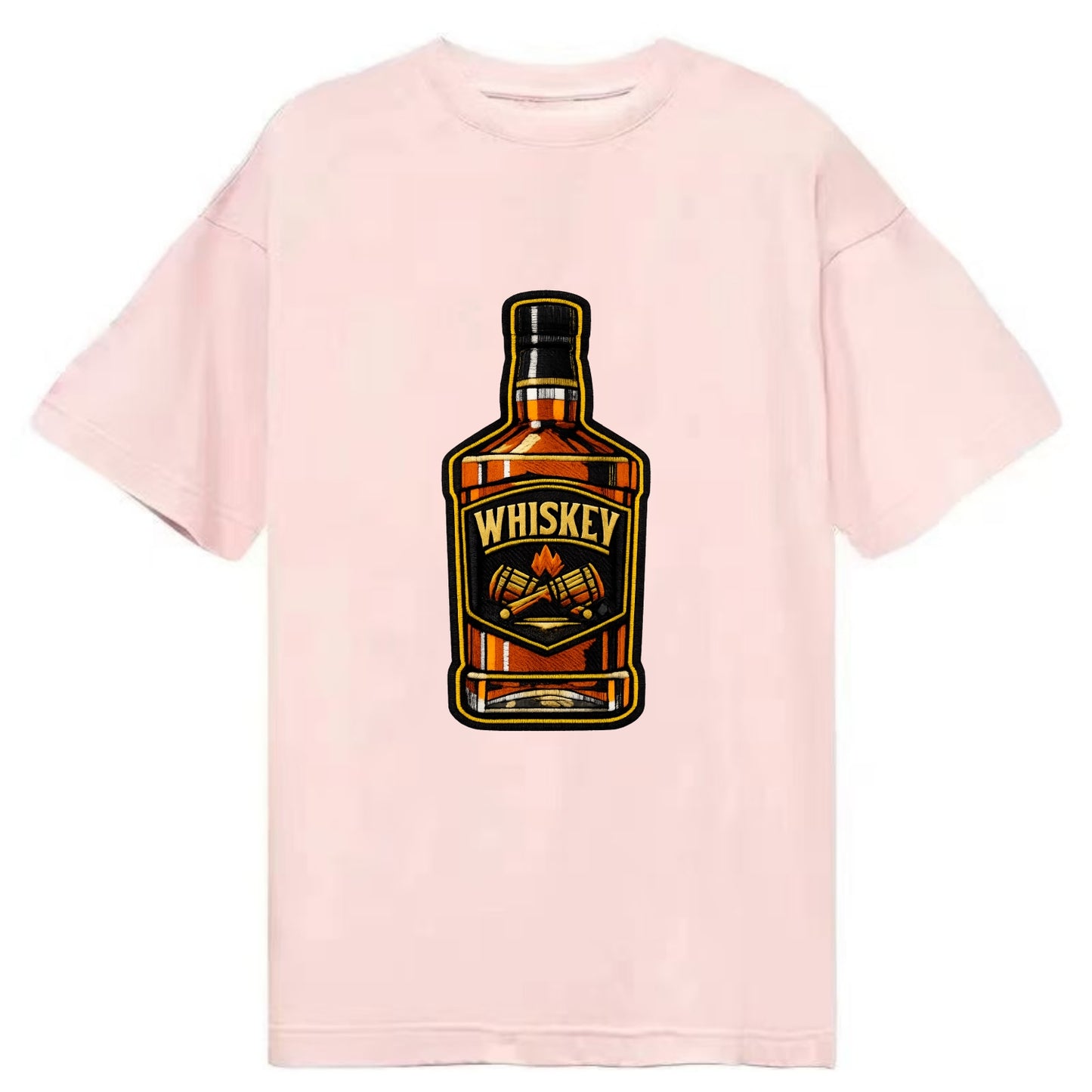 WHISKEY BOTTLE - bourbon bottle in amber and gold , spirits connoisseur - Classic T-shirt - Pink