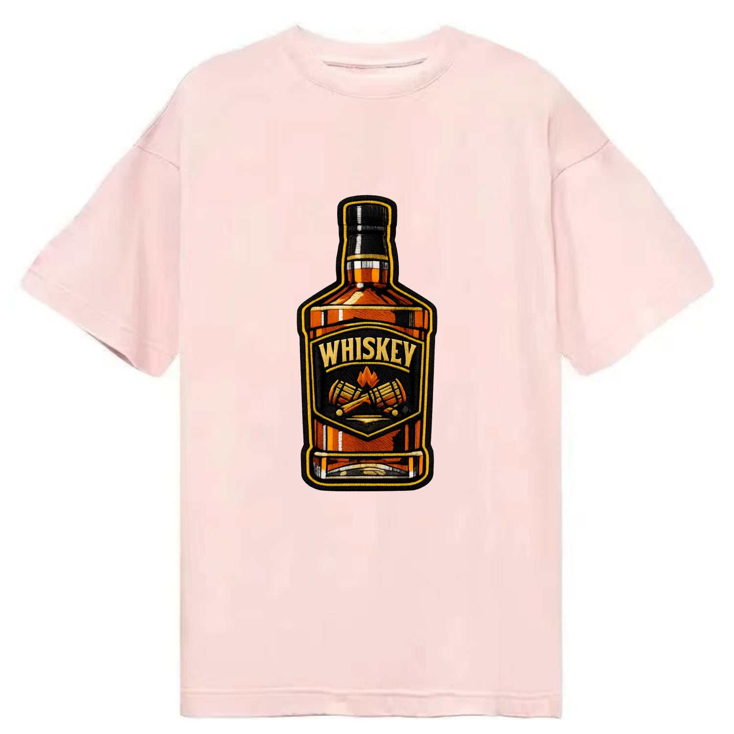WHISKEY BOTTLE - bourbon bottle in amber and gold , spirits connoisseur - Classic T-shirt - Pink
