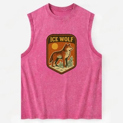 Ice Wolf Crystal  - Vintage Washed Tank - Pink
