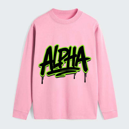 Bold typography design - "ALPHA" - leader of the pack - Classic Long Sleeve Shirt - Pink