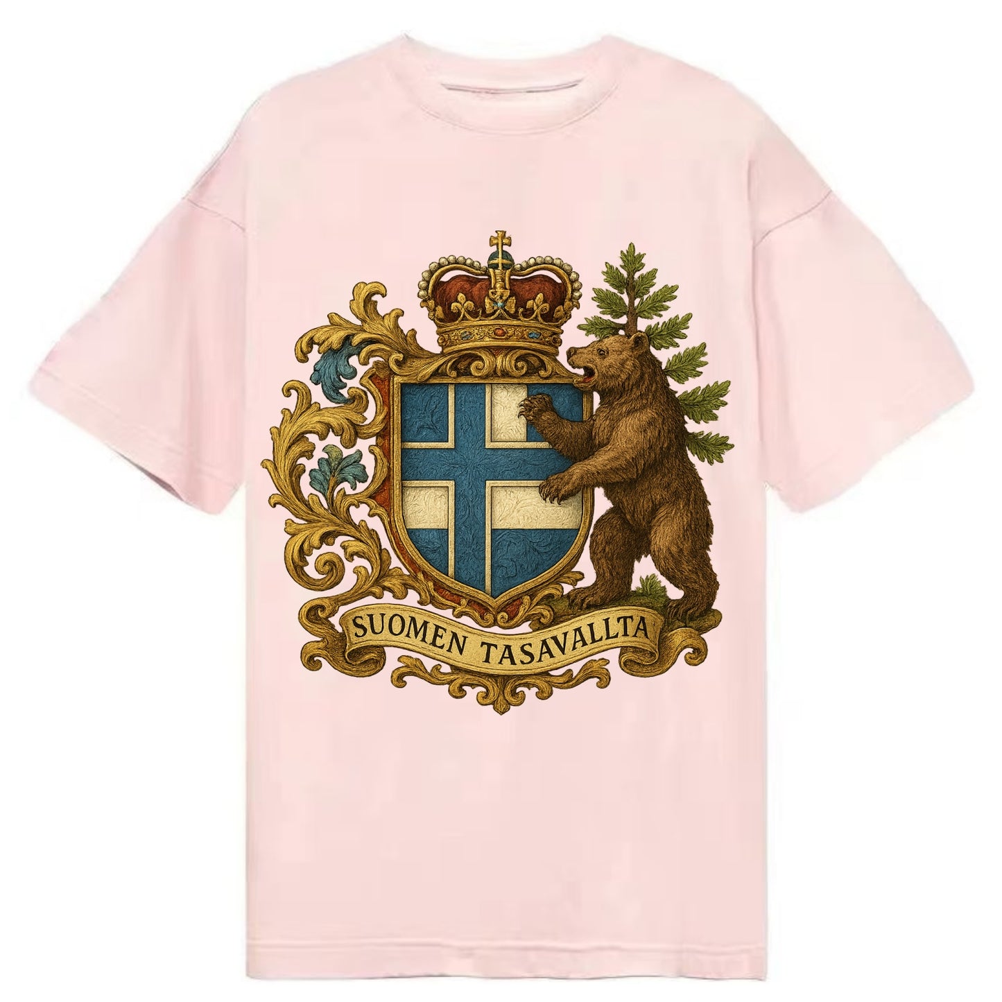 Finland Brown Bear Emblem  - Classic T-shirt - Pink