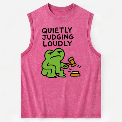 QUIETLY JUDGING LOUDLY | Silent gavel banging - Vintage Washed Tank - Pink