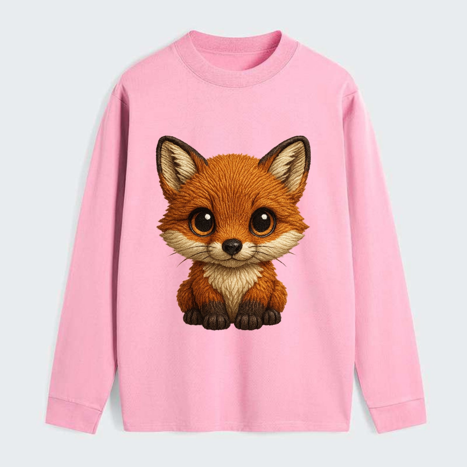 Baby Red Fox - russet fur, white chest, big amber eyes, perky ears, - Classic Long Sleeve Shirt - Pink