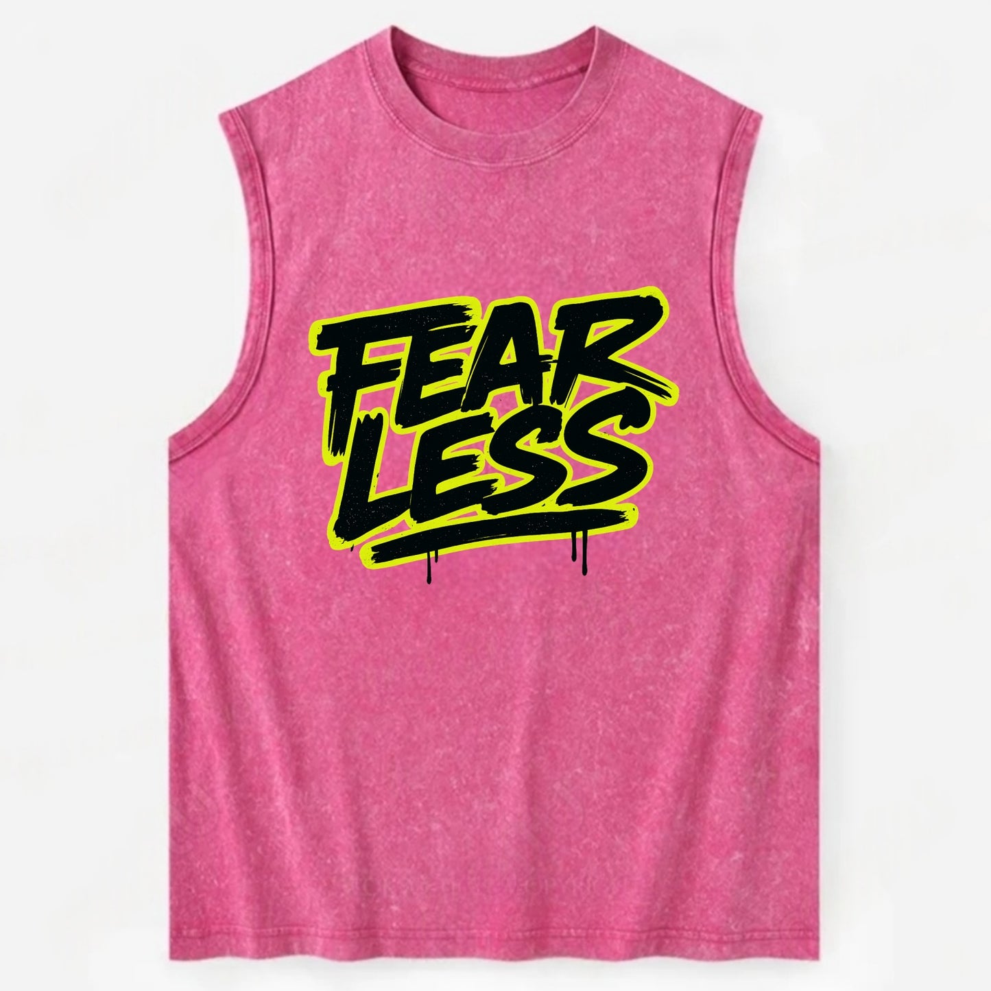 Bold typography design - "FEARLESS" - courage, bravery, facing challenges - Vintage Washed Tank - Pink