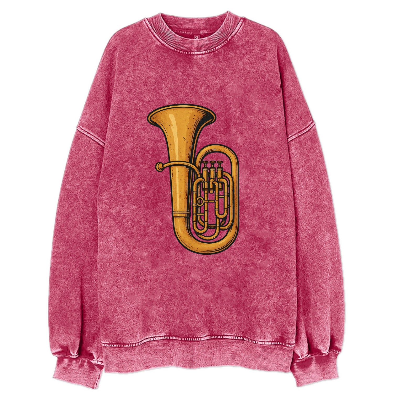 Tuba with large brass bell - Vintage Sweatshirt - Pink