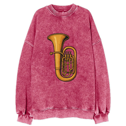 Tuba with large brass bell - Vintage Sweatshirt - Pink
