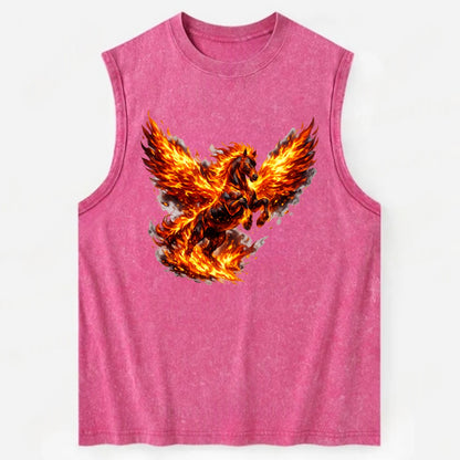 PHOENIX FIRE HORSE | Horse emerging from flames like phoenix | Rebirth - Vintage Washed Tank - Pink
