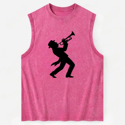 Trumpet player hitting high note - Vintage Washed Tank - Pink