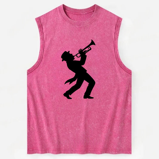 Trumpet player hitting high note - Vintage Washed Tank - Pink