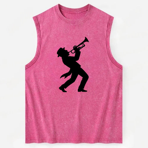 Trumpet player hitting high note - Vintage Washed Tank