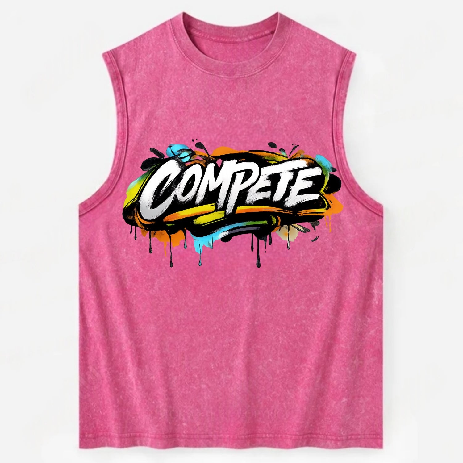 Bold typography design - "COMPETE" - competitive spirit, love the game - Vintage Washed Tank - Pink