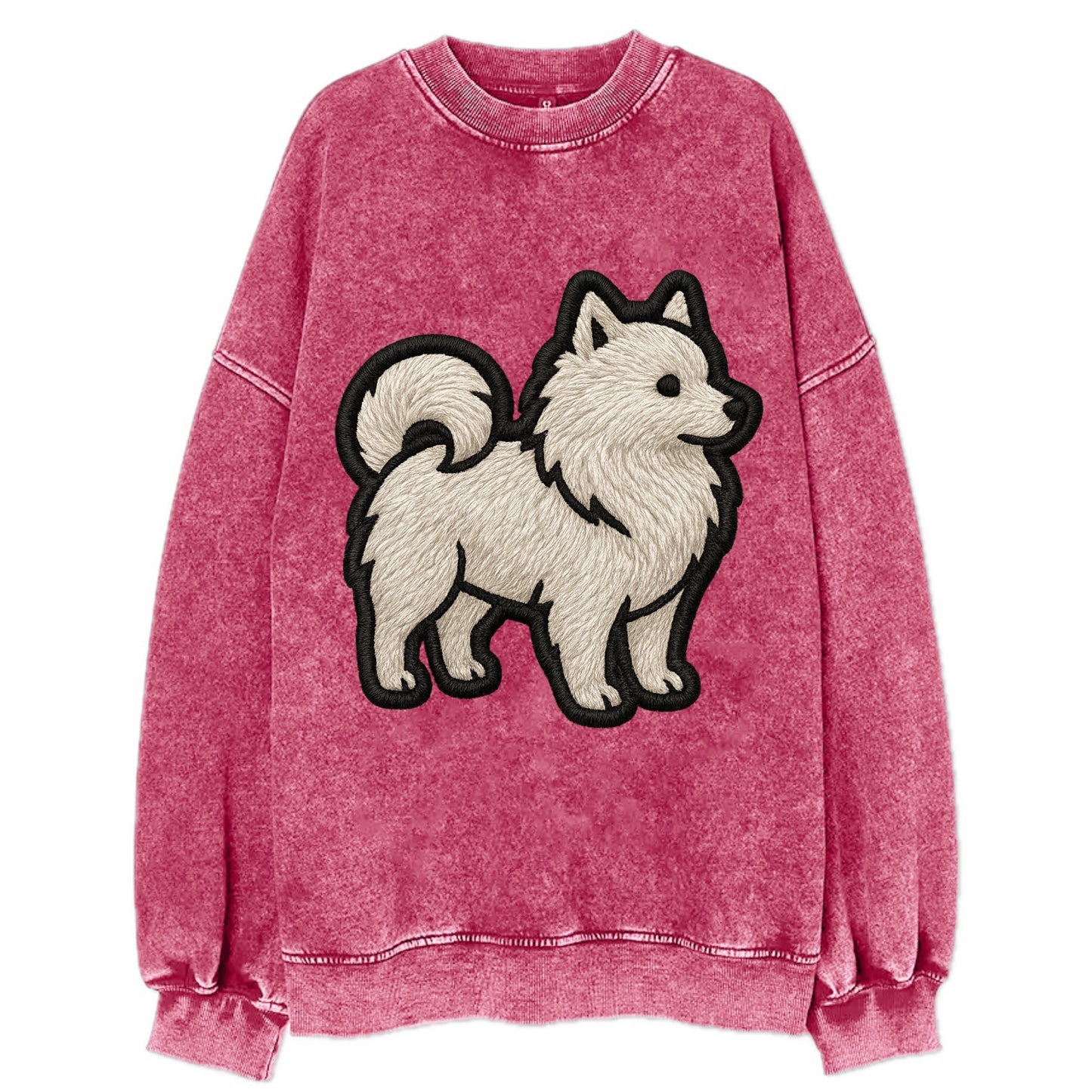 Japanese Spitz - Contemporary white spit - Vintage Sweatshirt - Pink