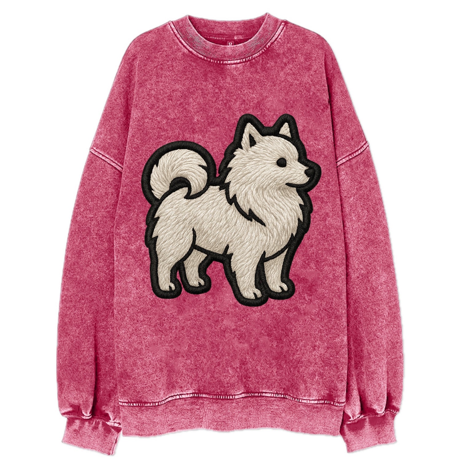 Japanese Spitz - Contemporary white spit - Vintage Sweatshirt - Pink
