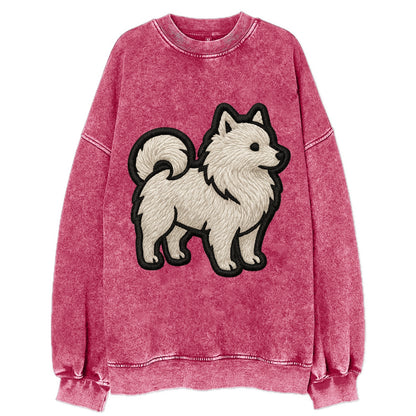 Japanese Spitz - Contemporary white spit - Vintage Sweatshirt - Pink