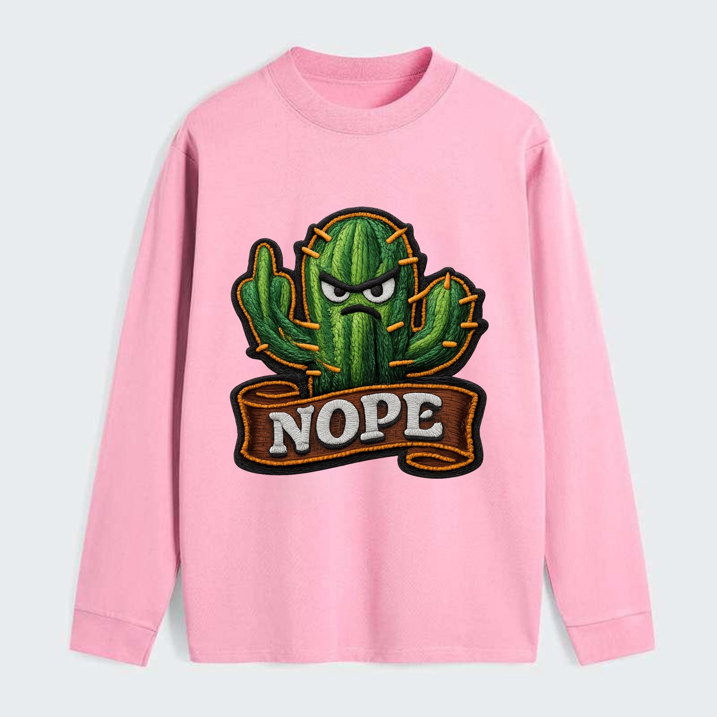 NOPE CACTUS - cactus with attitude in green , prickly personality - Classic Long Sleeve Shirt - Pink