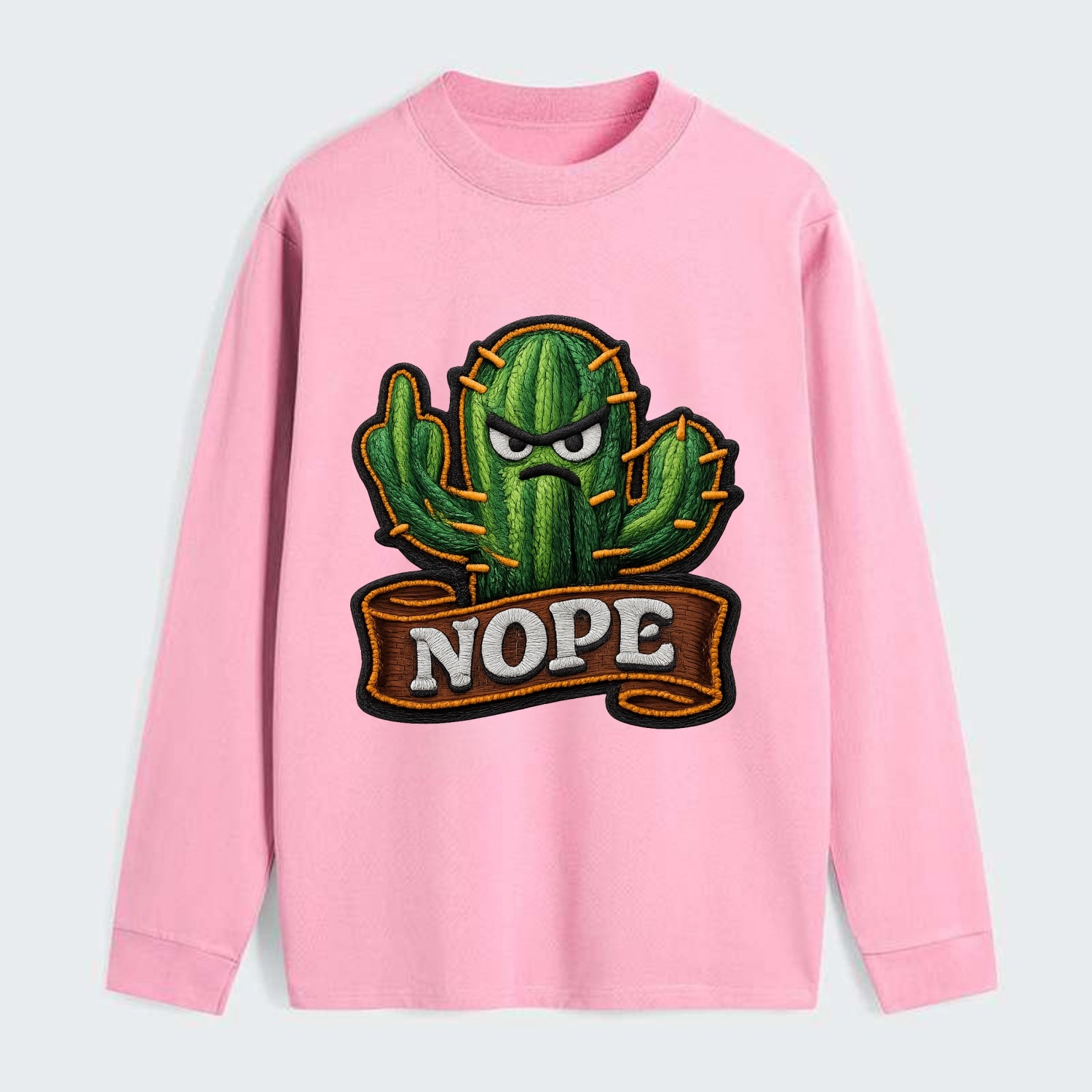 NOPE CACTUS - cactus with attitude in green , prickly personality - Classic Long Sleeve Shirt - Pink