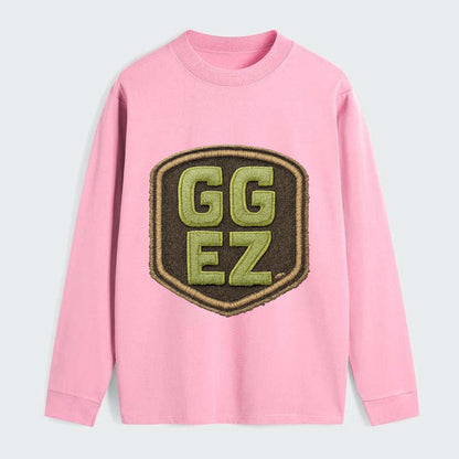 GG EZ - victory text in neon green , easy win - Classic Long Sleeve Shirt - Pink
