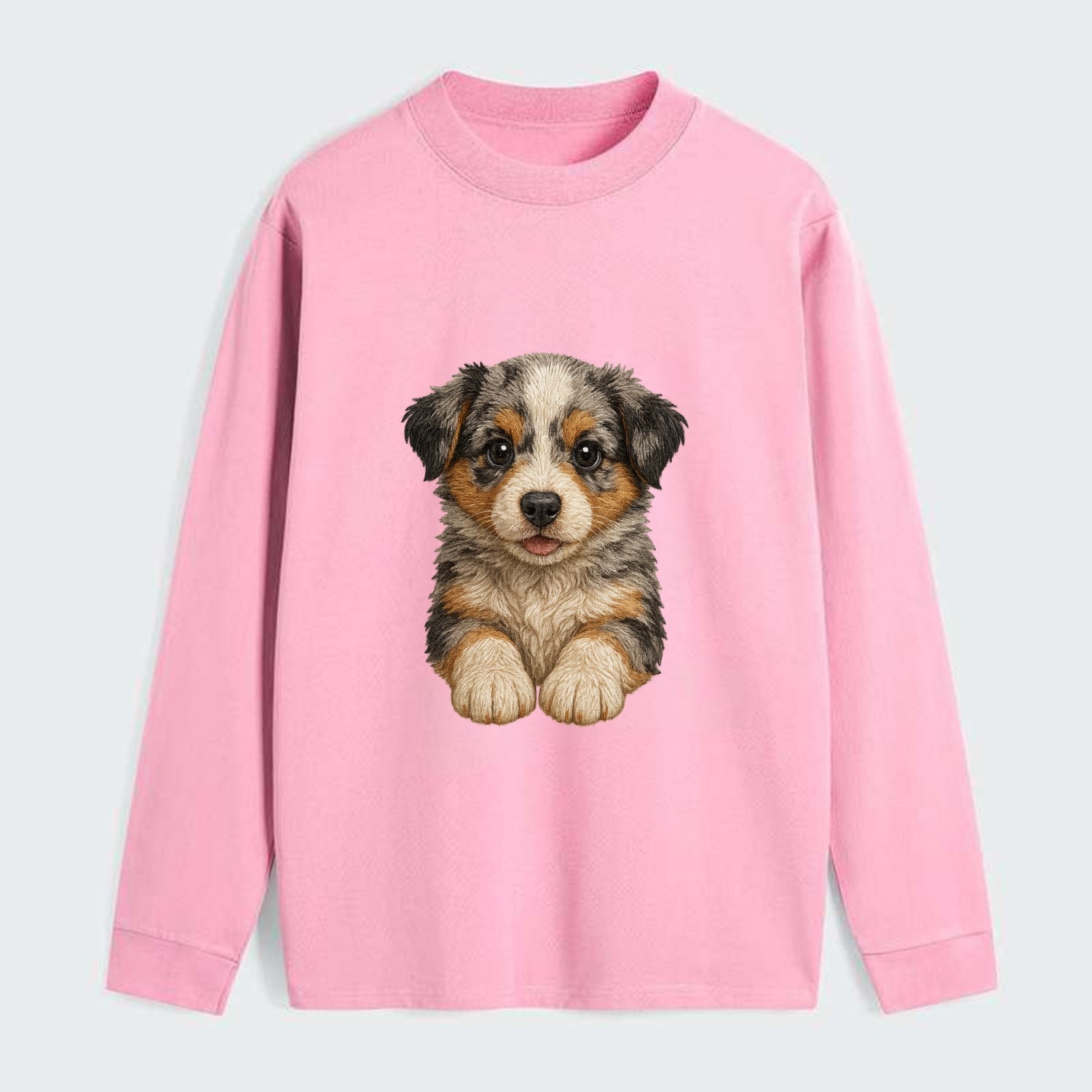Baby Australian Shepherd Puppy - merle coat, bright eyes, fluffy, - Classic Long Sleeve Shirt - Pink