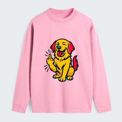 Golden Retriever with happy smile and golden coat, fluffy paw raised - Classic Long Sleeve Shirt - Pink